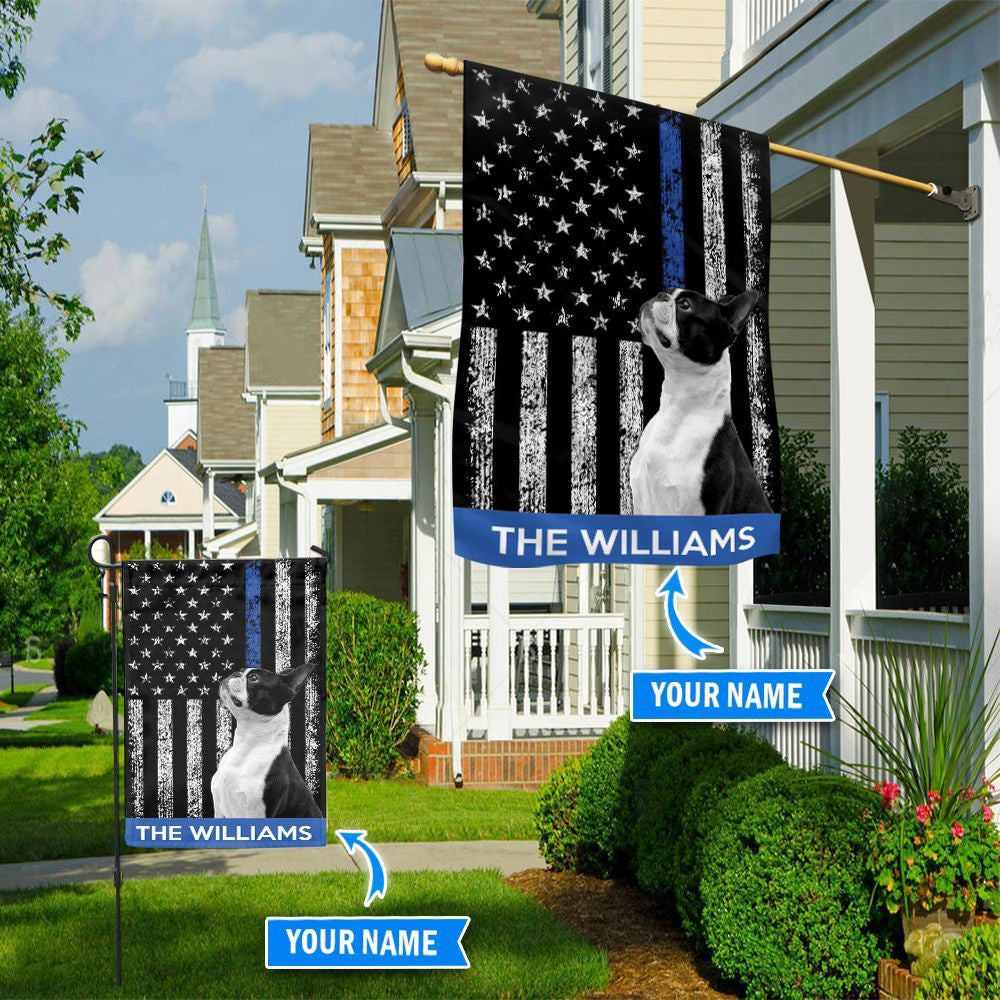 Personalized Dog Flags, Boston Terrier Police Flag, Custom Dog Garden Flags, Outdoor Decor, Garden Flags Dogs, Dog House Flags
