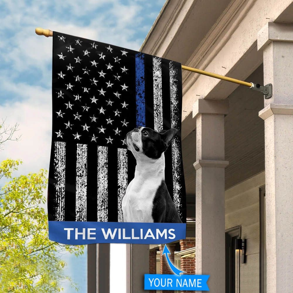 Personalized Dog Flags, Boston Terrier Police Flag, Custom Dog Garden Flags, Outdoor Decor, Garden Flags Dogs, Dog House Flags