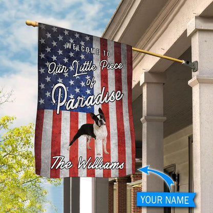 Personalized Dog Flags, Boston Terrier Welcome To Our Paradise Flag, Custom Dog Garden Flags, Garden Flags Dogs, Dog House Flags