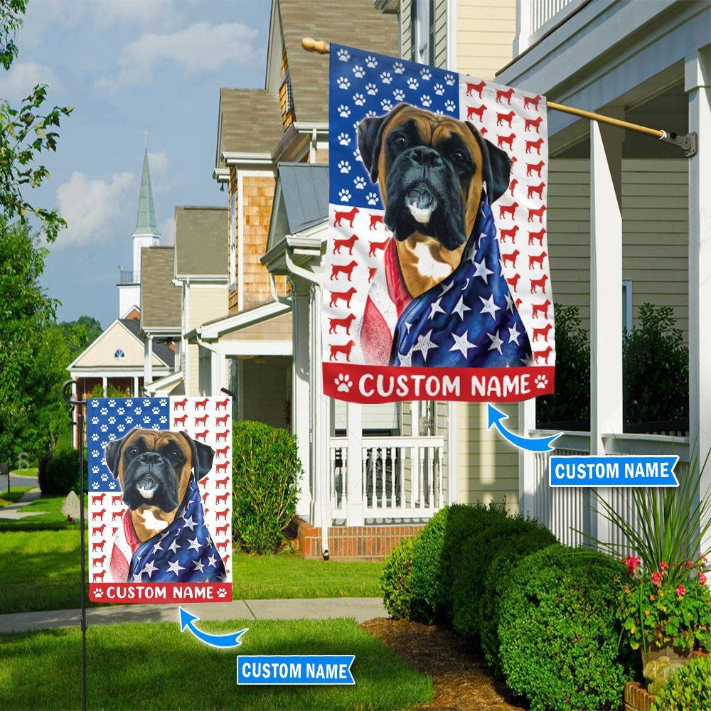 Personalized Dog Flags, Boxer America Flag, Custom Dog Garden Flags, Garden Flags Dogs, Dog House Flags