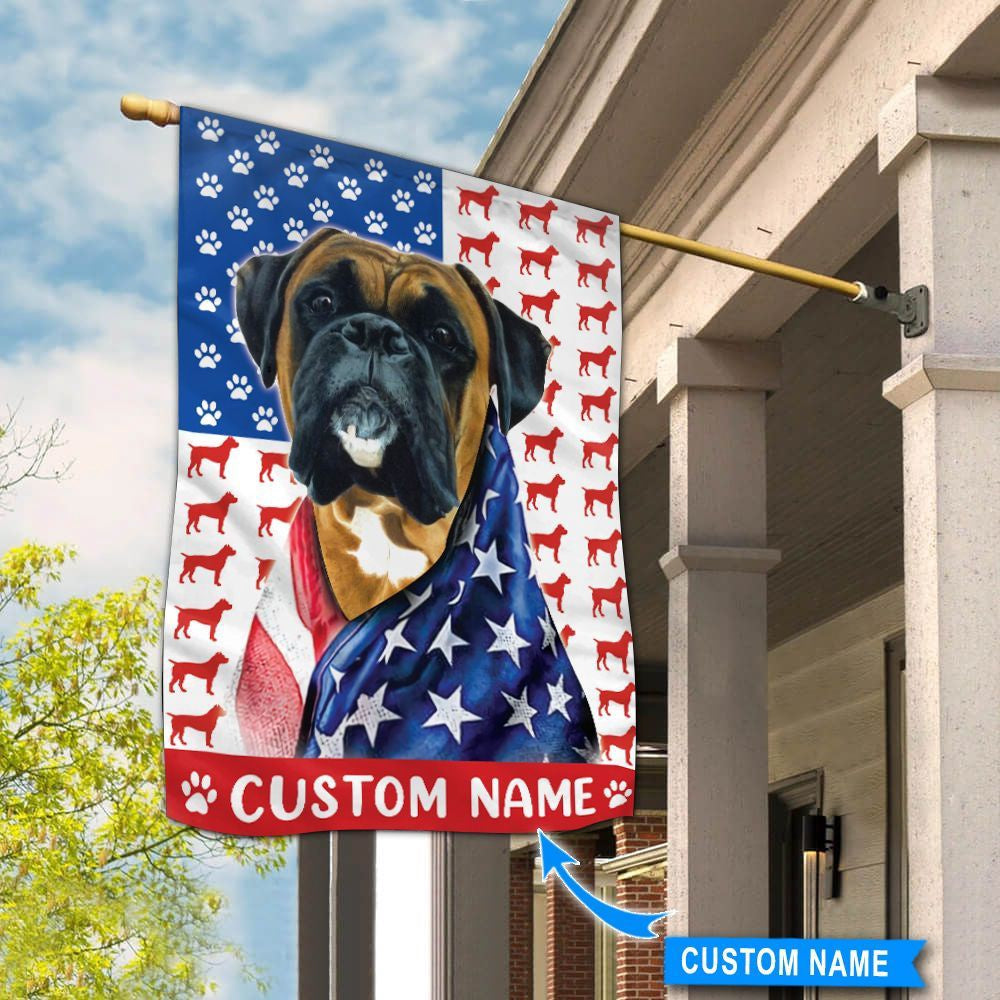 Personalized Dog Flags, Boxer America Flag, Custom Dog Garden Flags, Garden Flags Dogs, Dog House Flags