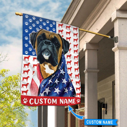 Personalized Dog Flags, Boxer America Flag, Custom Dog Garden Flags, Garden Flags Dogs, Dog House Flags