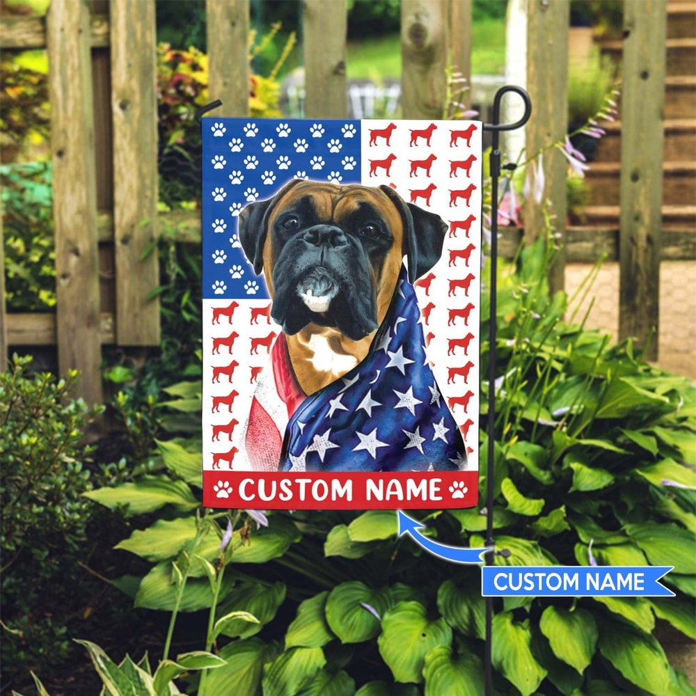 Personalized Dog Flags, Boxer America Flag, Custom Dog Garden Flags, Garden Flags Dogs, Dog House Flags
