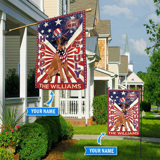 Personalized Dog Flags, Boxer  God Bless America, 4th Of July Flag, Dog Flag For House, Garden Flags Dogs, Dog House Flags