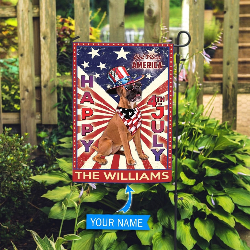 Personalized Dog Flags, Boxer  God Bless America, 4th Of July Flag, Dog Flag For House, Garden Flags Dogs, Dog House Flags