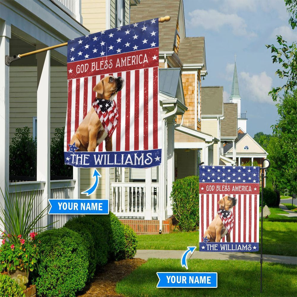Personalized Dog Flags, Boxer God Bless America Flag, Custom Dog Garden Flags, Garden Flags Dogs, Dog House Flags