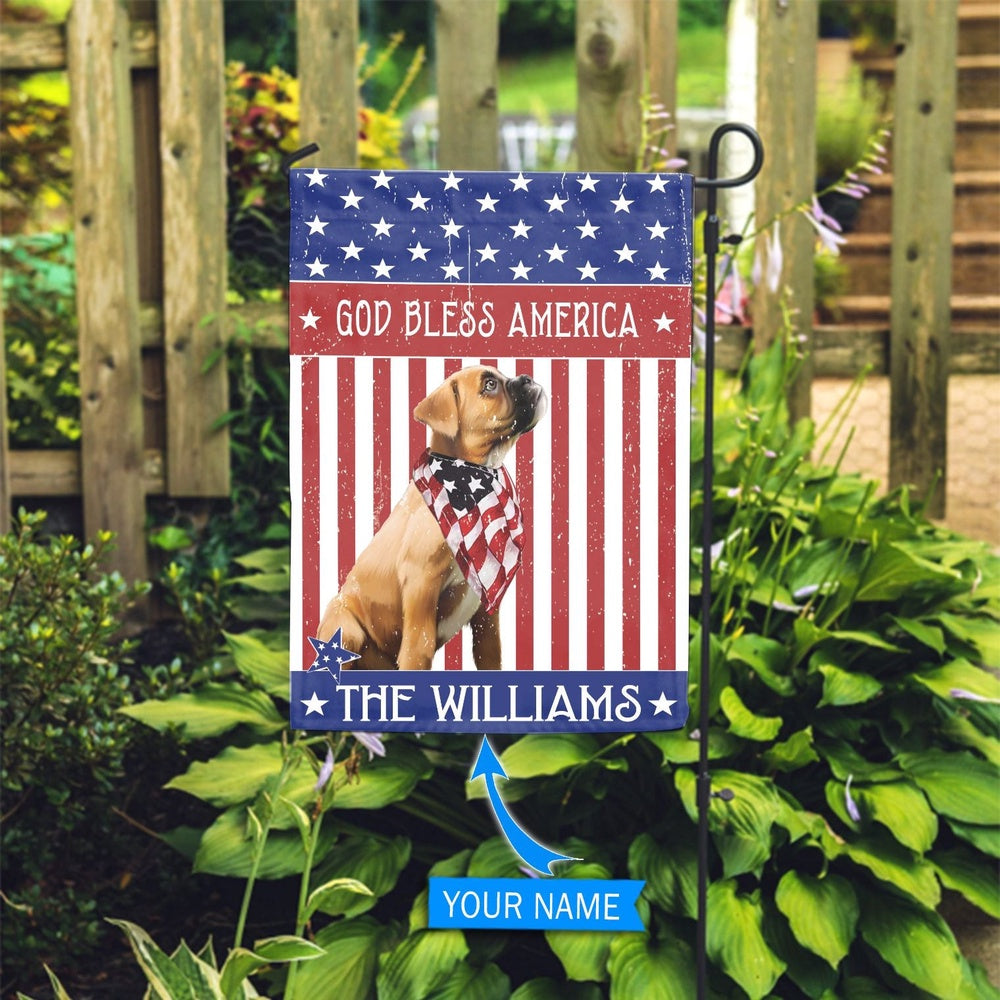 Personalized Dog Flags, Boxer God Bless America Flag, Custom Dog Garden Flags, Garden Flags Dogs, Dog House Flags