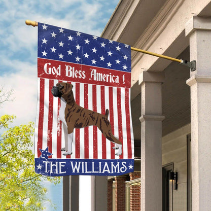 Personalized Dog Flags, Boxer God Bless America Flag, Garden Flags Dogs, Dog House Flags