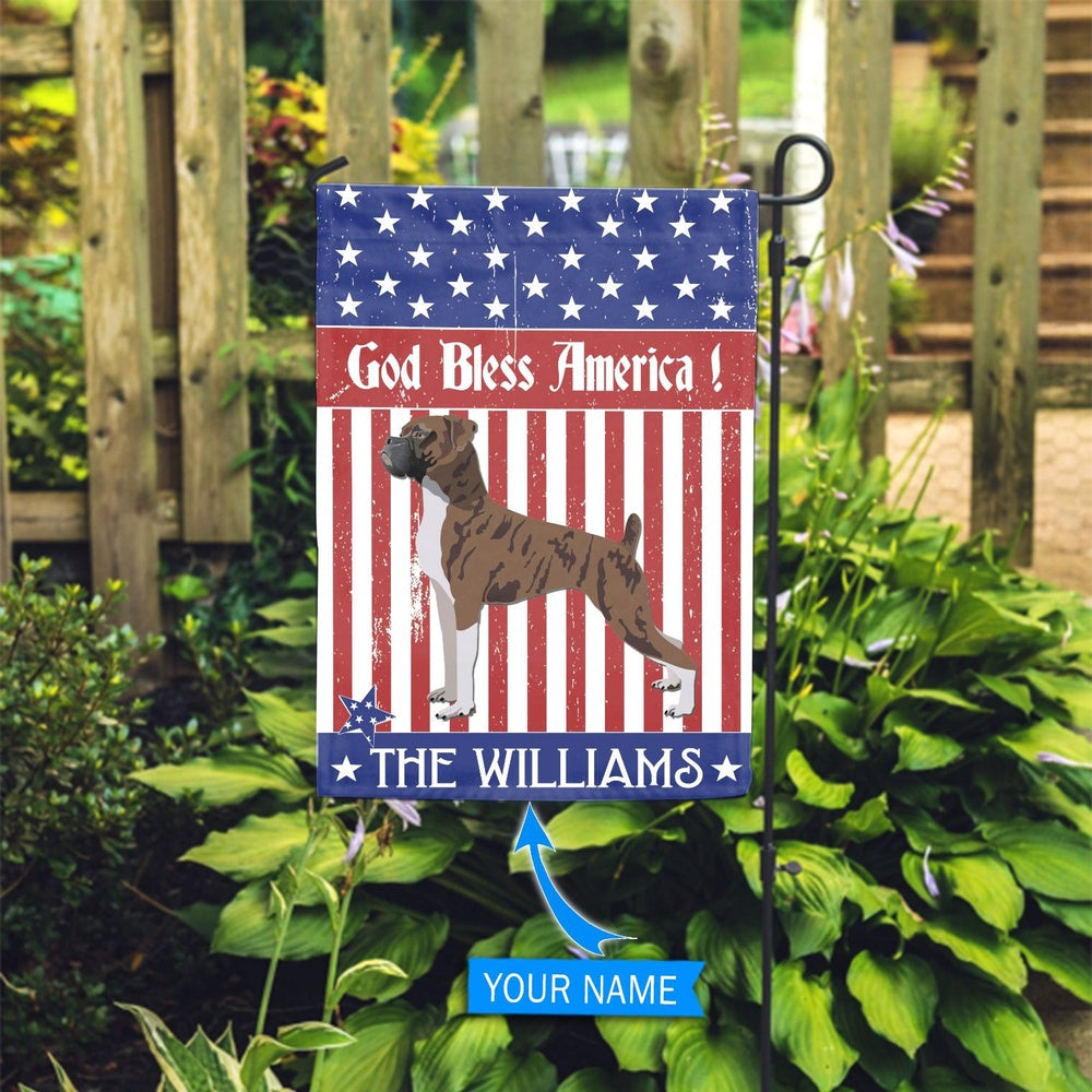 Personalized Dog Flags, Boxer God Bless America Flag, Garden Flags Dogs, Dog House Flags