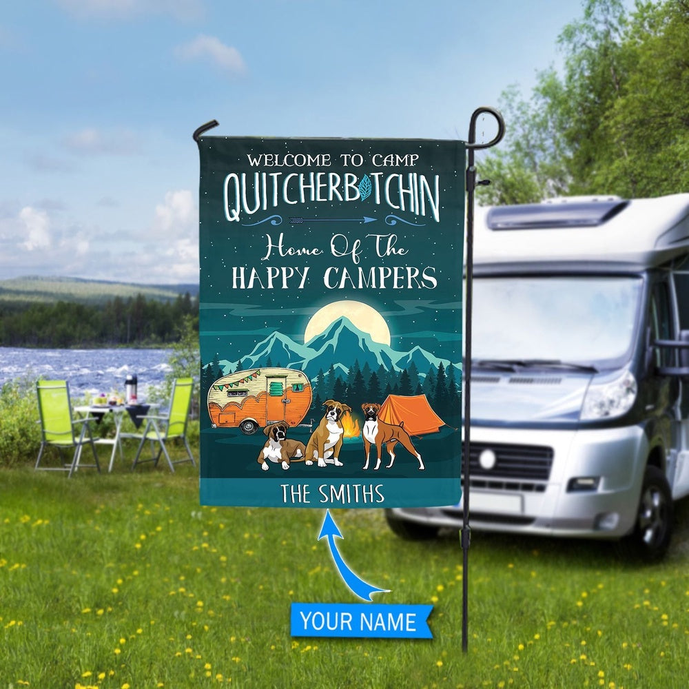 Personalized Dog Flags, Boxer Home Of The Happy Campers Flag, Dog Flag For House, Garden Flags Dogs, Dog House Flags