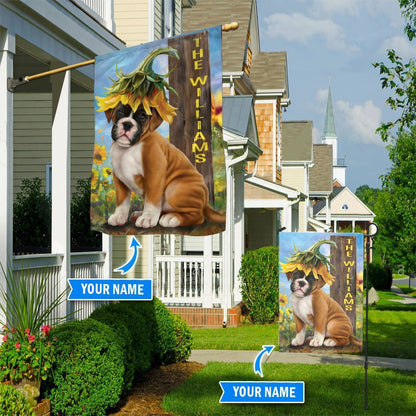 Personalized Dog Flags, Boxer Sunflower Flag, Custom Dog Garden Flags, Garden Flags Dogs, Dog House Flags