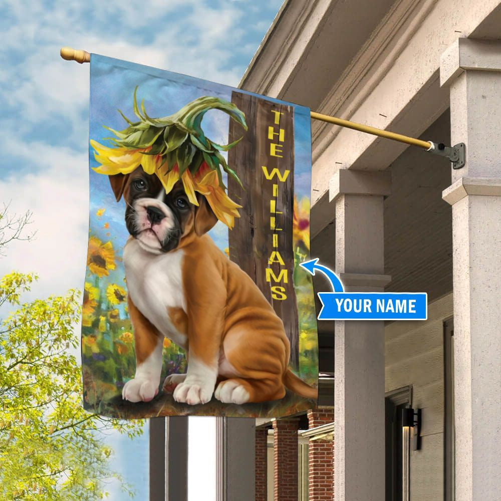 Personalized Dog Flags, Boxer Sunflower Flag, Custom Dog Garden Flags, Garden Flags Dogs, Dog House Flags