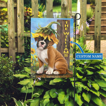 Personalized Dog Flags, Boxer Sunflower Flag, Custom Dog Garden Flags, Garden Flags Dogs, Dog House Flags