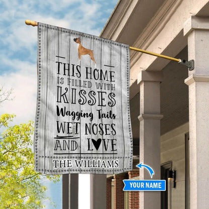 Personalized Dog Flags, Boxer This Home Is Filled With Kisses Flag, Custom Dog Garden Flags, Garden Flags Dogs, Dog House Flags