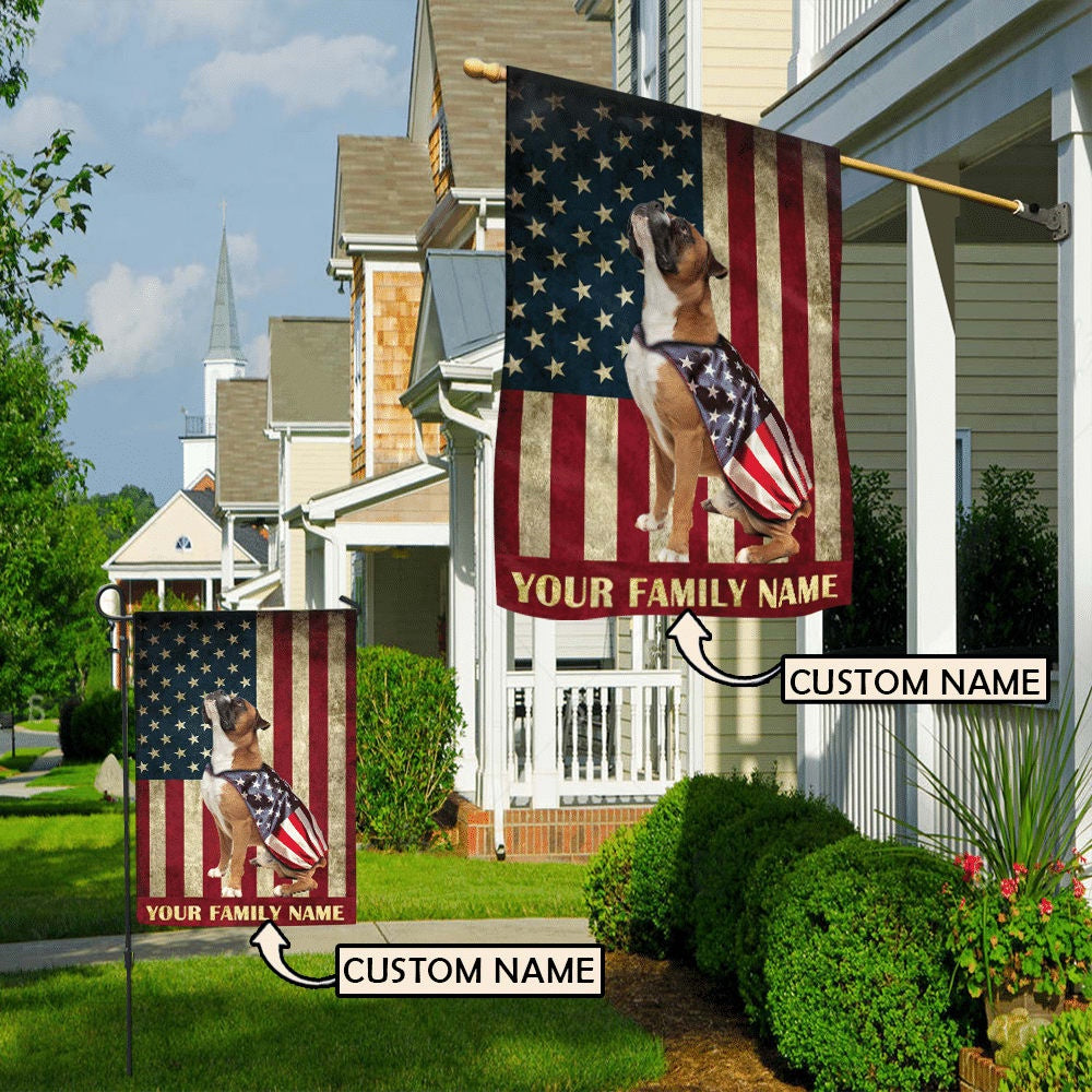 Personalized Dog Flags, Boxer &amp American Flag, Custom Dog Garden Flags, Garden Flags Dogs, Dog House Flags