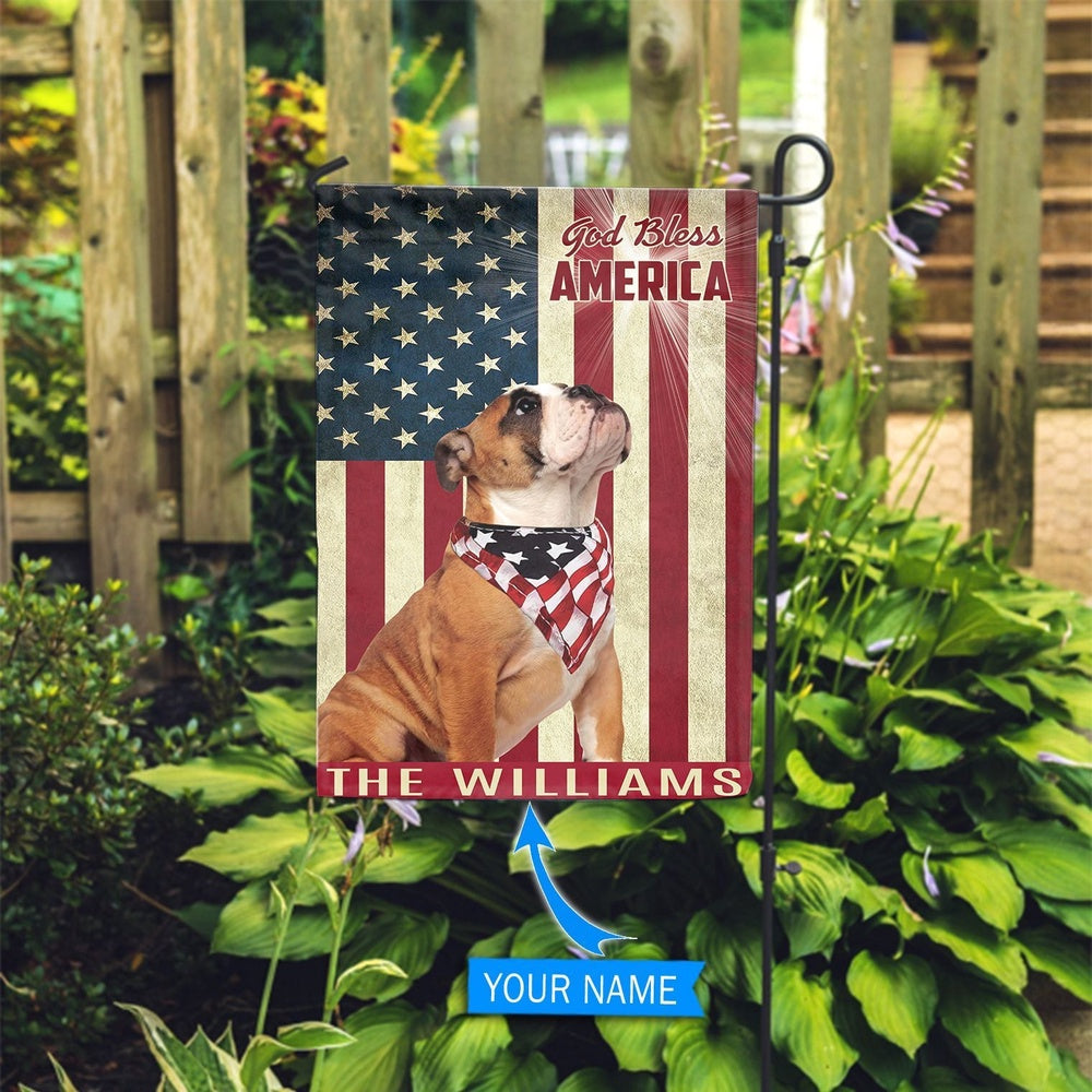 Personalized Dog Flags, Bulldog God Bless America Flag, Custom Dog Garden Flags, Dog Flags Outdoor, Garden Flags Dogs, Dog House Flags