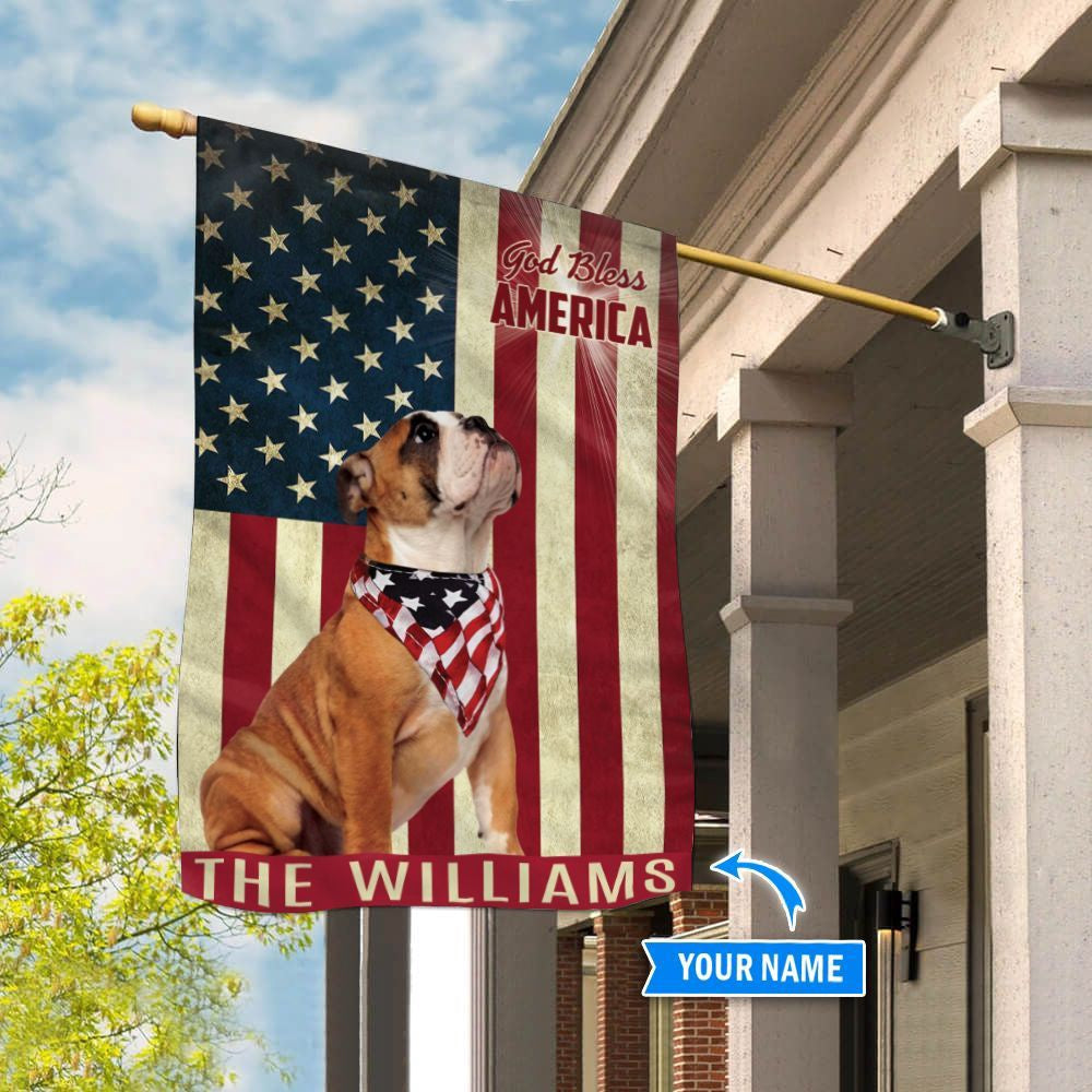 Personalized Dog Flags, Bulldog God Bless America Flag, Custom Dog Garden Flags, Dog Flags Outdoor, Garden Flags Dogs, Dog House Flags