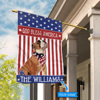 Personalized Dog Flags, Bulldog God Bless America Flag, Custom Dog Garden Flags, Garden Flags Dogs, Dog House Flags