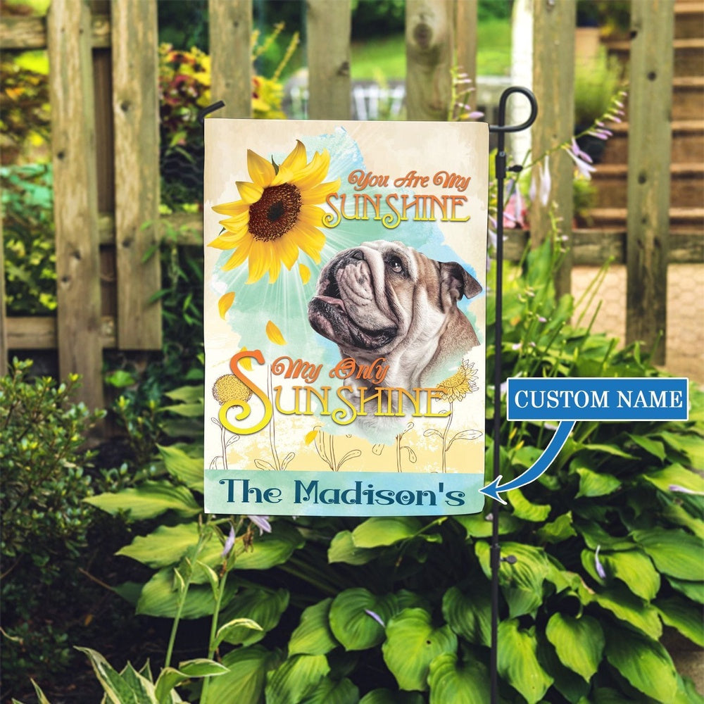 Personalized Dog Flags, Bulldog Sunflower Garden Flag, Custom Dog Garden Flags, Dog Flags Outdoor, Garden Flags Dogs, Dog House Flags