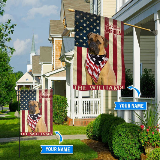 Personalized Dog Flags, Bullmastiff God Bless America Flag, Custom Dog Garden Flags, Dog Flags Outdoor, Garden Flags Dogs, Dog House Flags