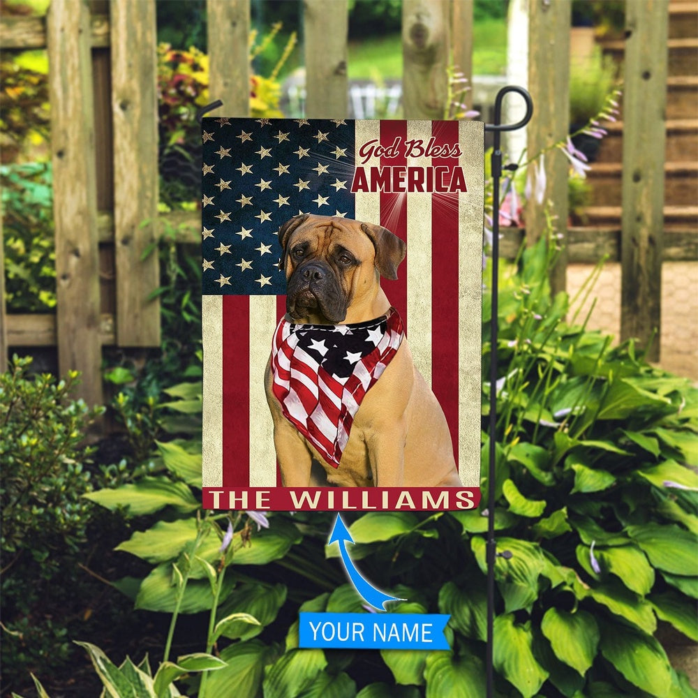 Personalized Dog Flags, Bullmastiff God Bless America Flag, Custom Dog Garden Flags, Dog Flags Outdoor, Garden Flags Dogs, Dog House Flags