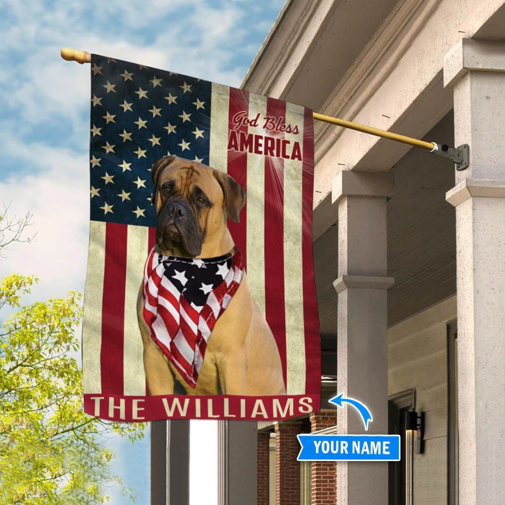 Personalized Dog Flags, Bullmastiff God Bless America Flag, Custom Dog Garden Flags, Dog Flags Outdoor, Garden Flags Dogs, Dog House Flags