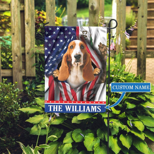 Personalized Dog Flags, California Basset Hound Garden Flag, Garden Flags Dogs, Dog House Flags