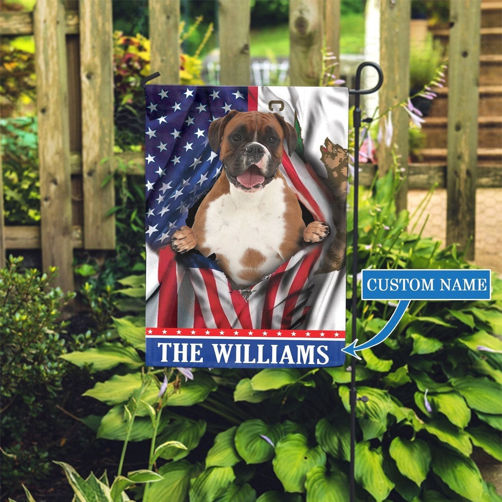 Personalized Dog Flags, California Boxer Dog Garden Flag, Garden Flags Dogs, Dog House Flags