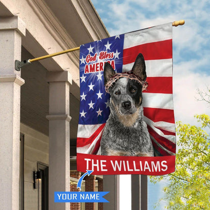 Personalized Dog Flags, Cattle Dog God Bless America House Flag, Garden Flags Dogs, Dog House Flags