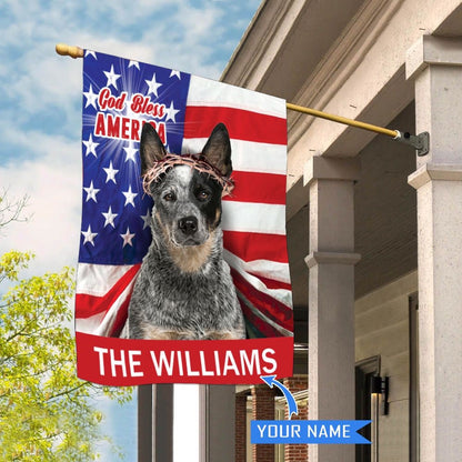 Personalized Dog Flags, Cattle Dog God Bless America House Flag, Garden Flags Dogs, Dog House Flags