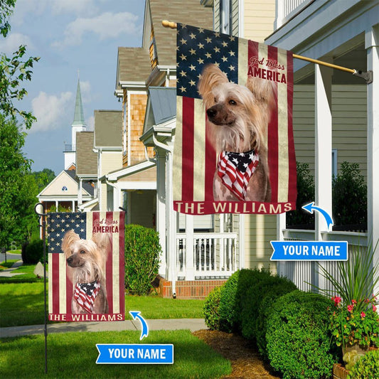 Personalized Dog Flags, Chinese Crested Dog God Bless America Flag, Custom Dog Garden Flags, Dog Flags Outdoor, Garden Flags Dogs, Dog House Flags