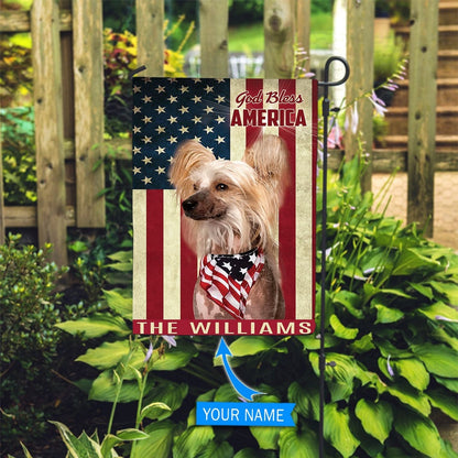 Personalized Dog Flags, Chinese Crested Dog God Bless America Flag, Custom Dog Garden Flags, Dog Flags Outdoor, Garden Flags Dogs, Dog House Flags