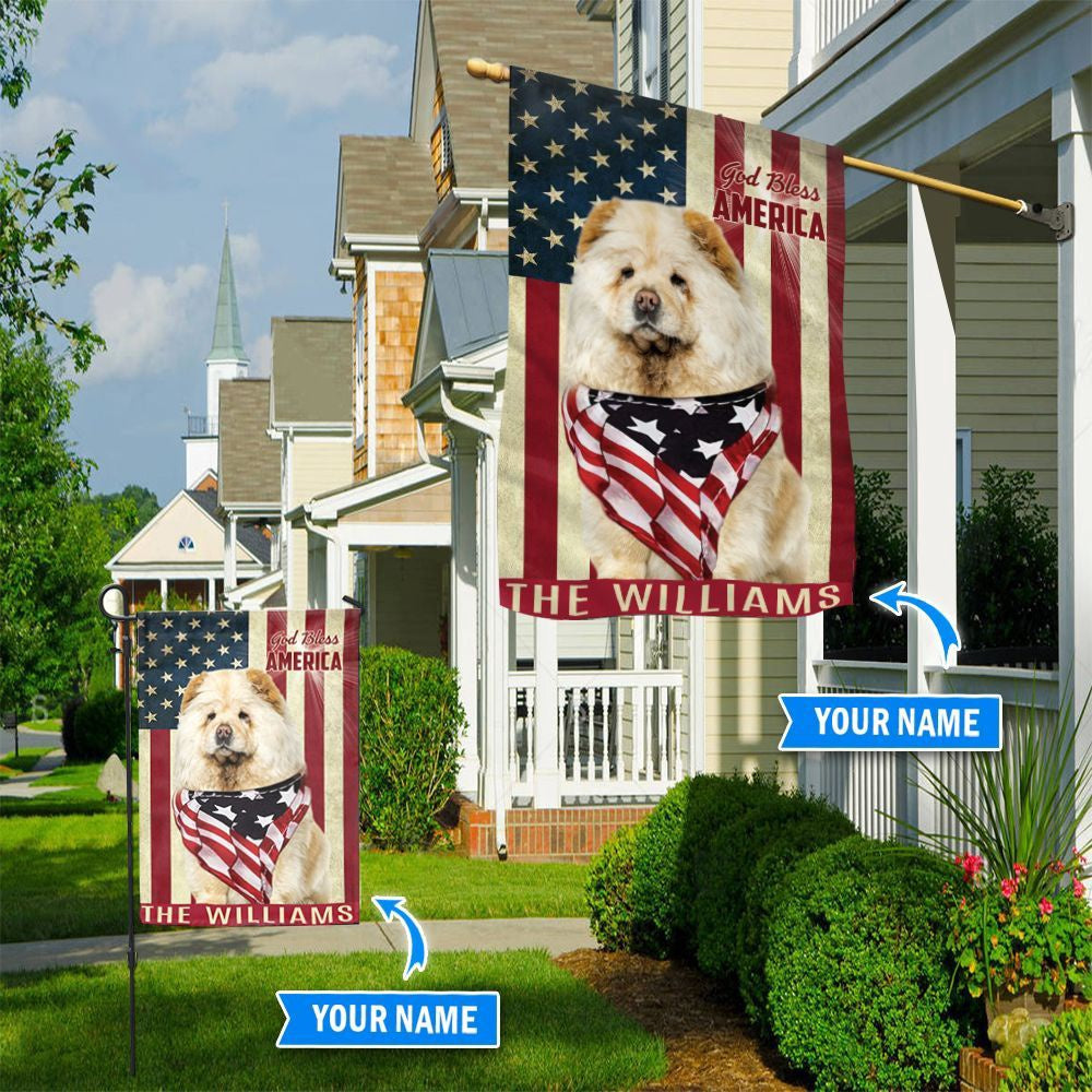 Personalized Dog Flags, Chow Chow God Bless America Flag, Custom Dog Garden Flags, Dog Flags Outdoor, Garden Flags Dogs, Dog House Flags