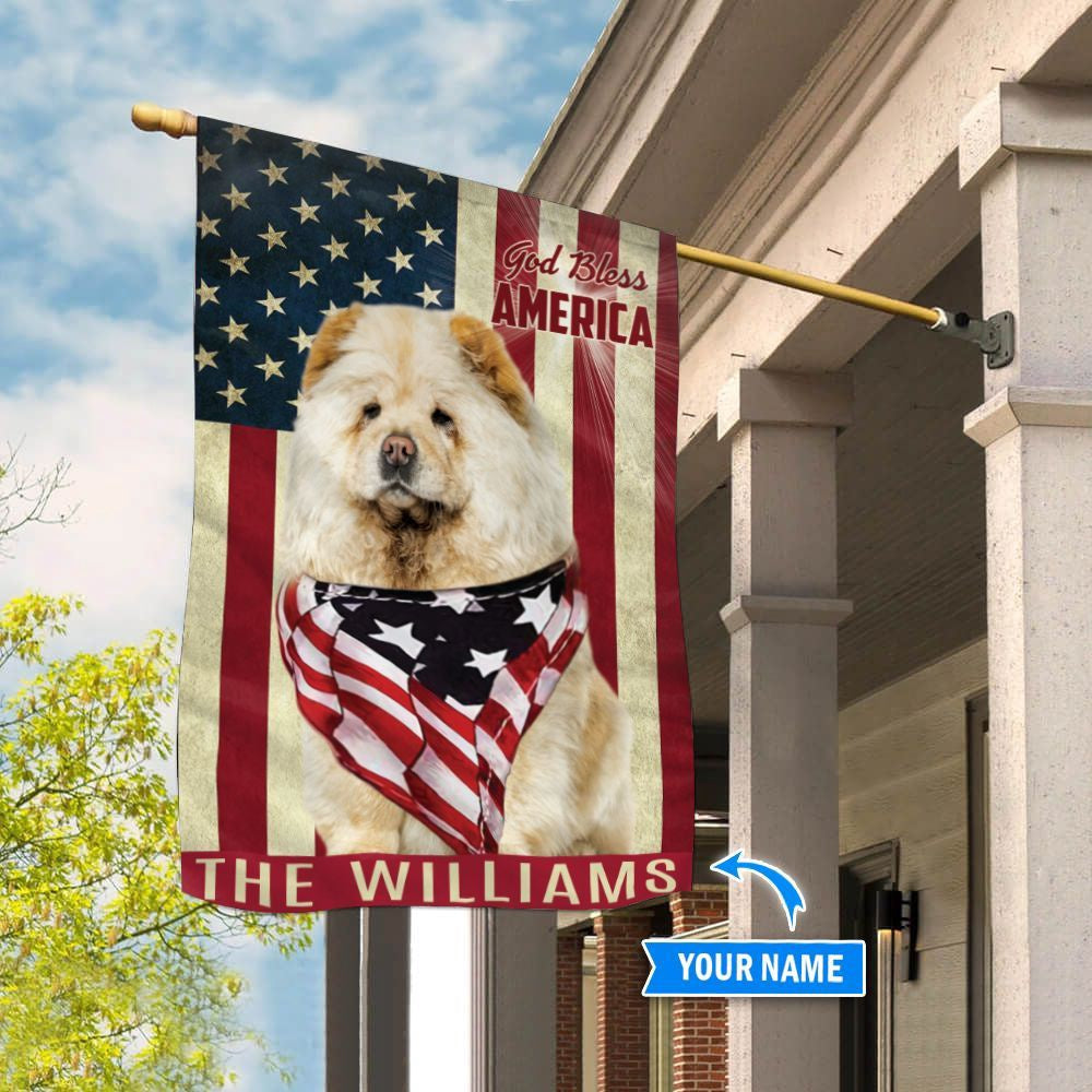 Personalized Dog Flags, Chow Chow God Bless America Flag, Custom Dog Garden Flags, Dog Flags Outdoor, Garden Flags Dogs, Dog House Flags