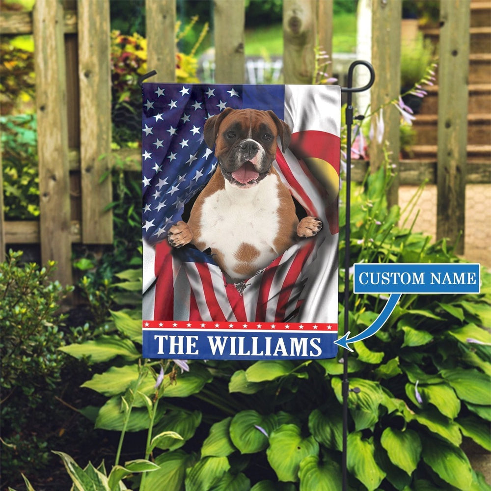 Personalized Dog Flags, Colorado Boxer Dog Garden Flag, Garden Flags Dogs, Dog House Flags