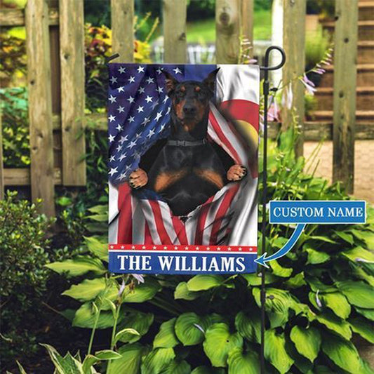 Personalized Dog Flags, Colorado Doberman Garden Flag, Garden Flags Dogs, Dog House Flags