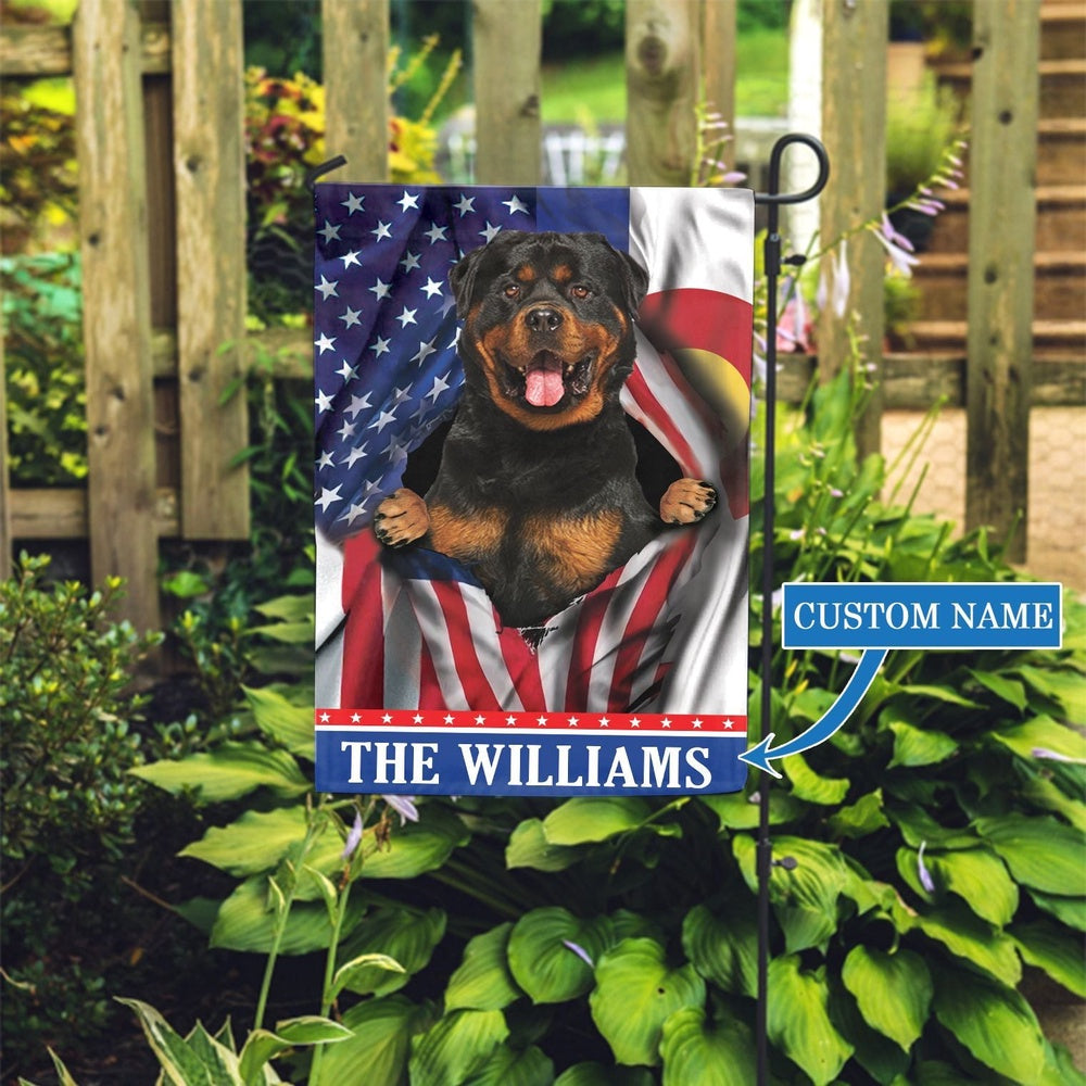 Personalized Dog Flags, Colorado Rottweiler Garden Flag, Garden Flags Dogs, Dog House Flags