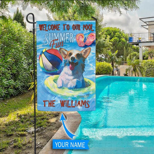 Personalized Dog Flags, Corgi  Flag For Pools, Custom Dog Garden Flags, Dog Flags Outdoor, Garden Flags Dogs, Dog House Flags
