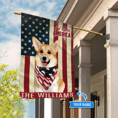 Personalized Dog Flags, Corgi God Bless America Flag, Custom Dog Garden Flags, Dog Flags Outdoor, Garden Flags Dogs, Dog House Flags