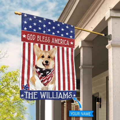 Personalized Dog Flags, Corgi God Bless America Flag, Custom Dog Garden Flags, Garden Flags Dogs, Dog House Flags