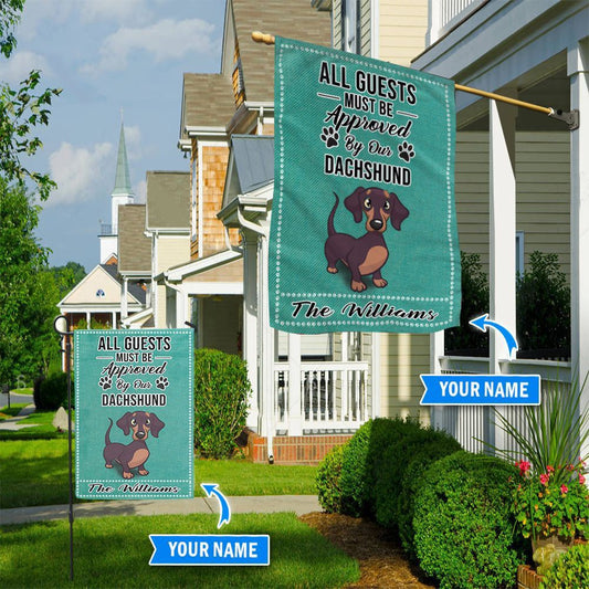 Personalized Dog Flags, Dachshund All Guests Approved Flag, Custom Dog Garden Flags, Garden Flags Dogs, Dog House Flags