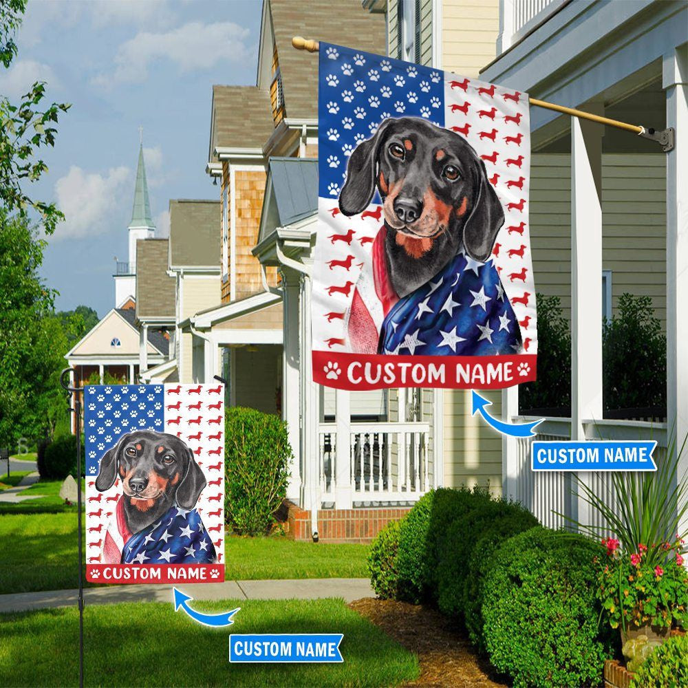 Personalized Dog Flags, Dachshund America Flag, Custom Dog Garden Flags, Garden Flags Dogs, Dog House Flags