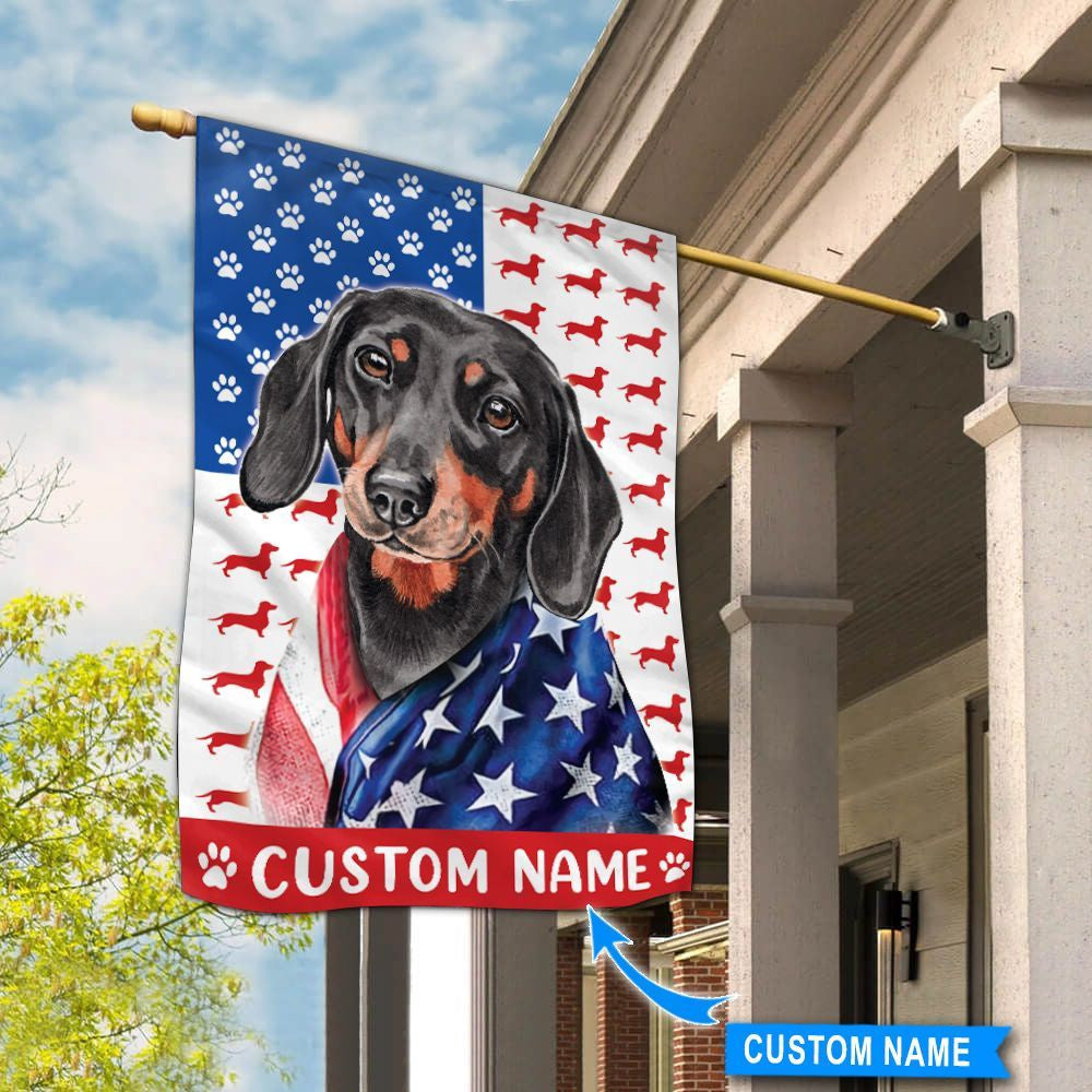 Personalized Dog Flags, Dachshund America Flag, Custom Dog Garden Flags, Garden Flags Dogs, Dog House Flags
