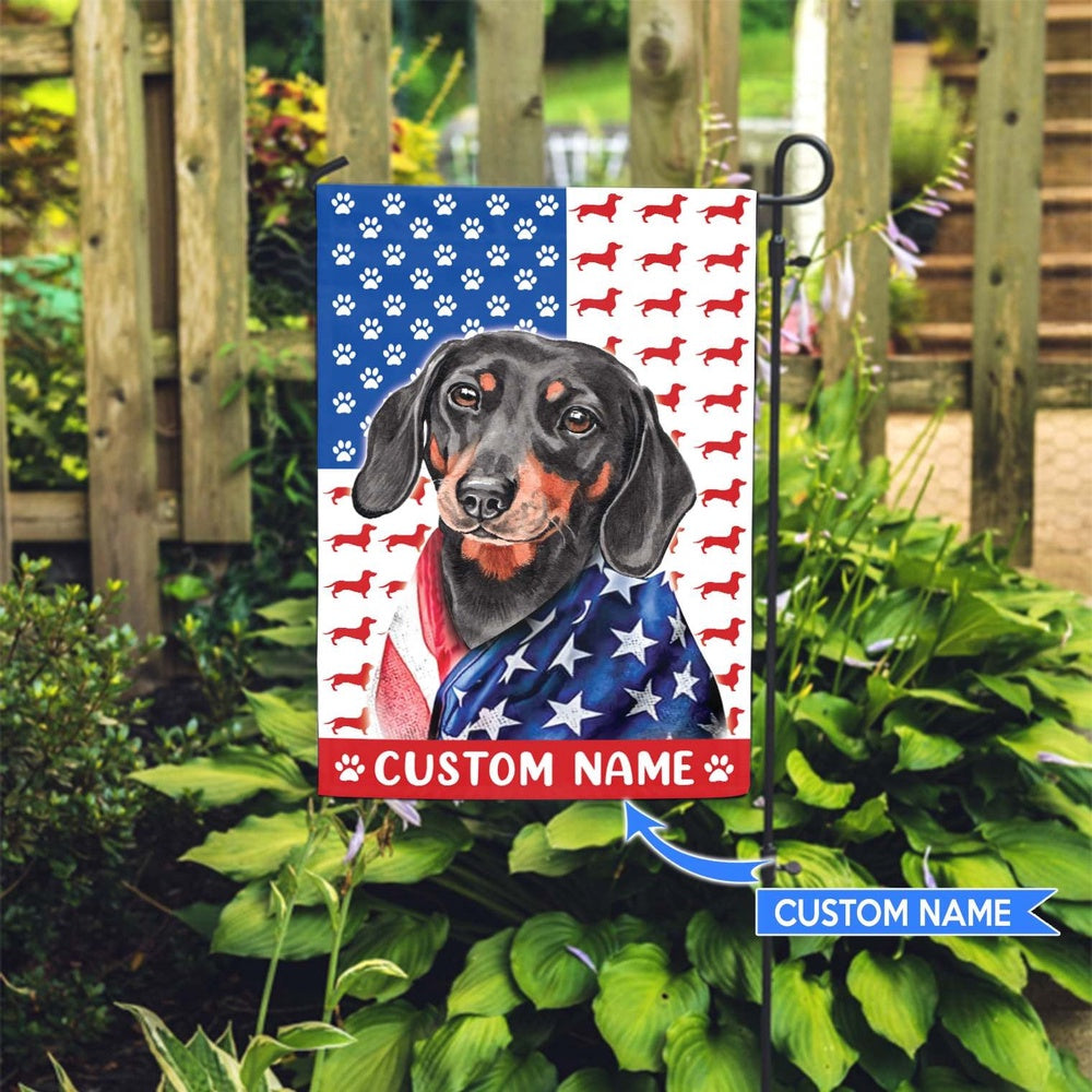 Personalized Dog Flags, Dachshund America Flag, Custom Dog Garden Flags, Garden Flags Dogs, Dog House Flags