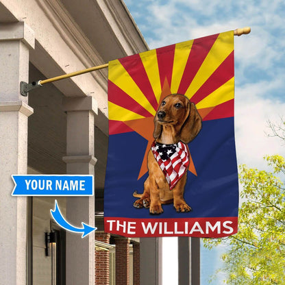 Personalized Dog Flags, Dachshund Arizona Garden Flag, Custom Dog Garden Flags, Dog Flags Outdoor, Garden Flags Dogs, Dog House Flags