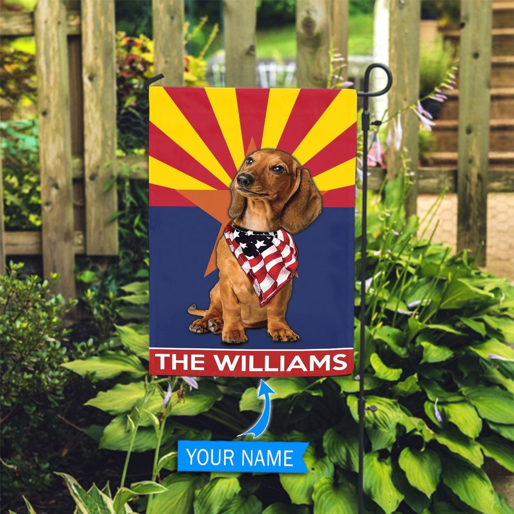 Personalized Dog Flags, Dachshund Arizona Garden Flag, Custom Dog Garden Flags, Dog Flags Outdoor, Garden Flags Dogs, Dog House Flags