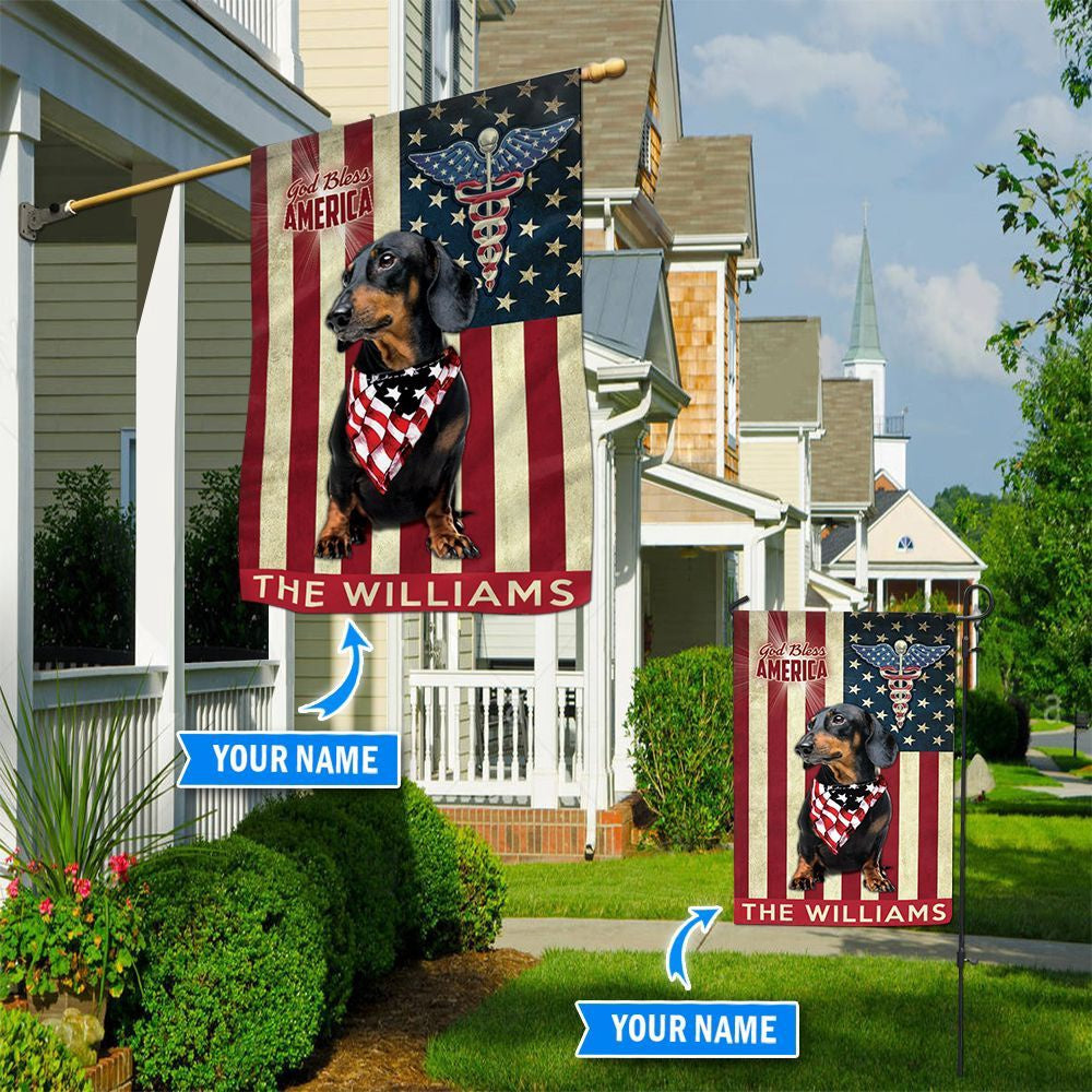 Personalized Dog Flags, Dachshund Black-Nurses- Flag, Custom Dog Garden Flags, Dog Flags Outdoor, Garden Flags Dogs, Dog House Flags