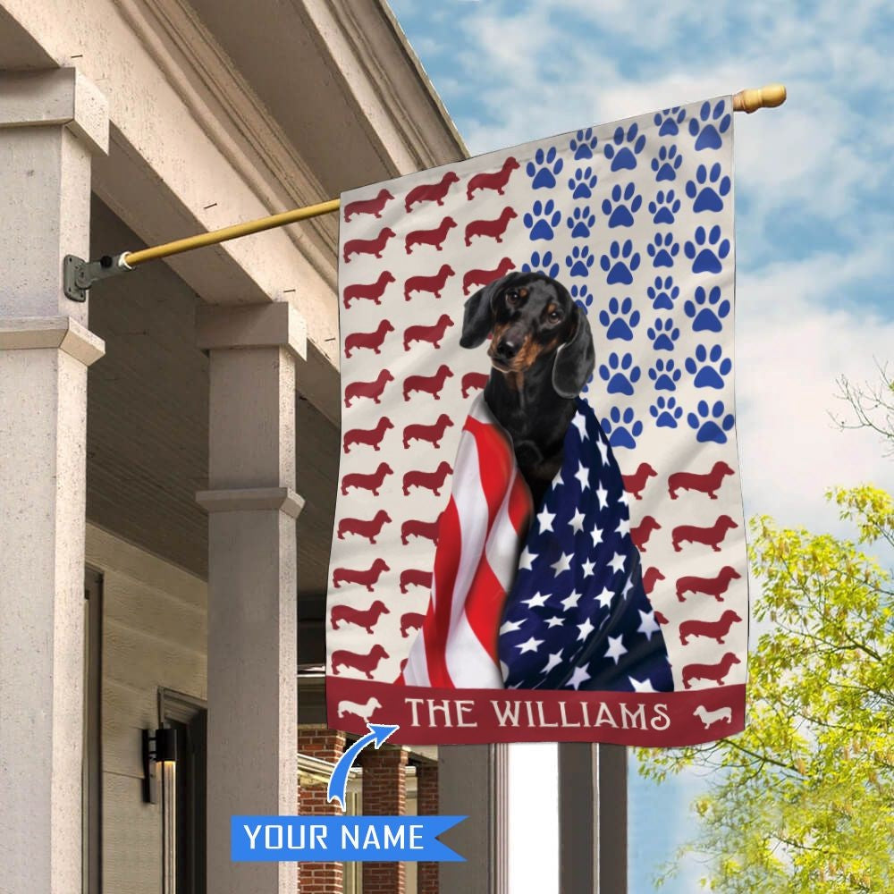Personalized Dog Flags, Dachshund Black Flag, Custom Dog Garden Flags, Garden Flags Dogs, Dog House Flags