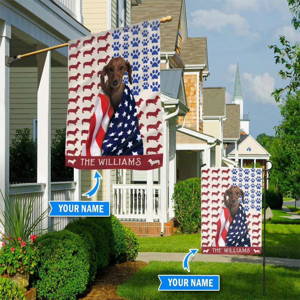 Personalized Dog Flags, Dachshund Brown Flag, Custom Dog Garden Flags, Garden Flags Dogs, Dog House Flags