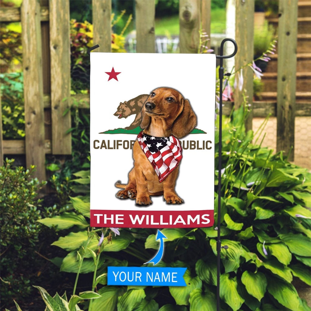 Personalized Dog Flags, Dachshund California Garden Flag, Custom Dog Garden Flags, Dog Flags Outdoor, Garden Flags Dogs, Dog House Flags